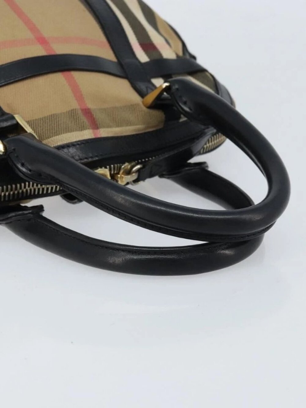 BURBERRY Nova Check Hand Bag Canvas Beige Gold Auth 172387 - Picture 8 of 16